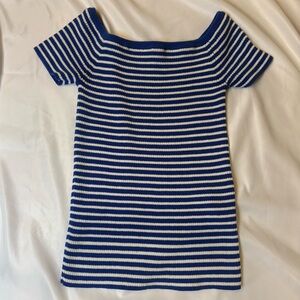 Madewell Women Small Blue and White Striped Knit Top, Beach Top, Summer Top